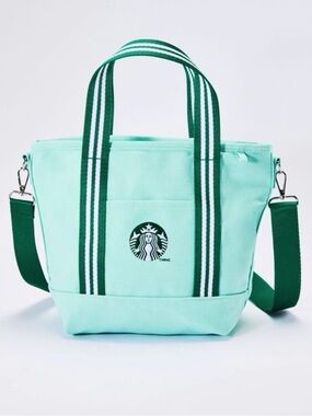Starbucks Summer 2026 Mint Green Canvas Tote with Handles and crossbody strap